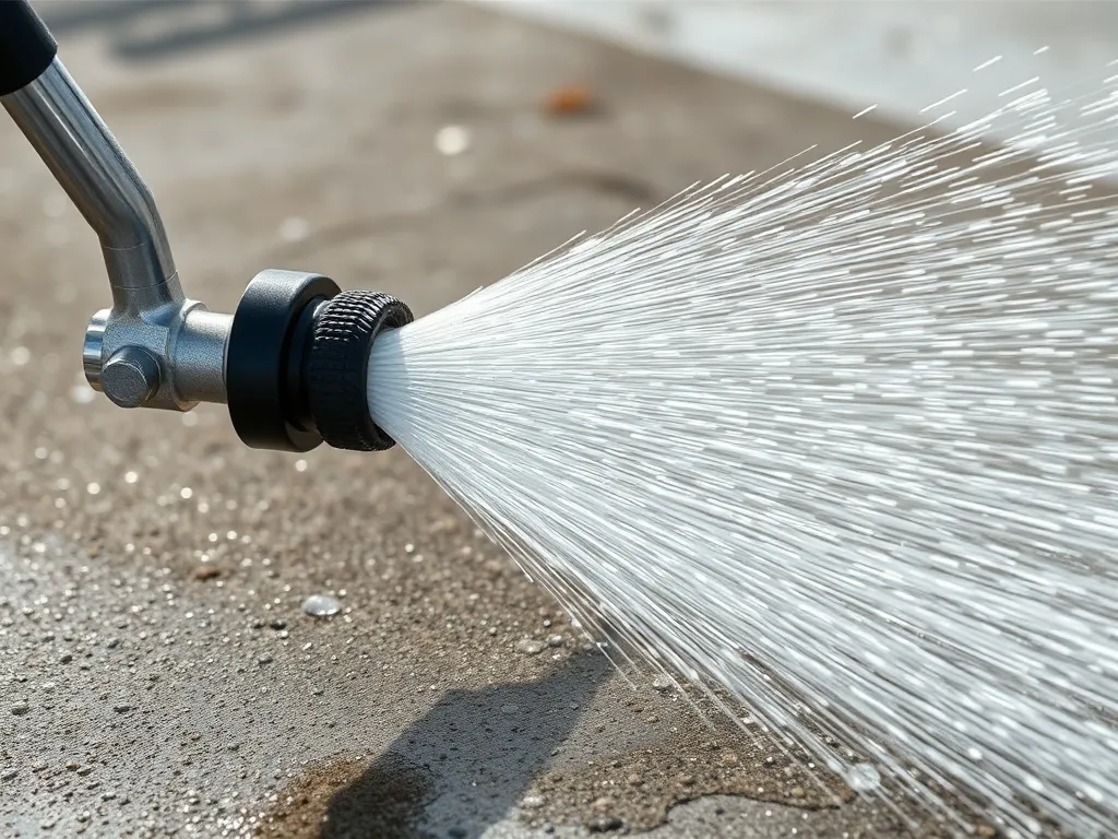 High-pressure industrial water nozzle spraying water on a co